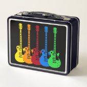 Vijf kleurrijke elektrische gitaren (Achterkant)