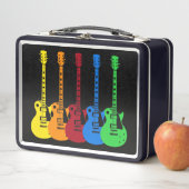 Vijf kleurrijke elektrische gitaren (In situ)