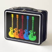 Vijf kleurrijke elektrische gitaren (Voorkant)