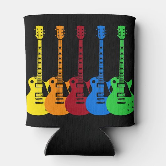 Vijf kleurrijke elektrische gitaren blikjeskoeler (Achterkant)