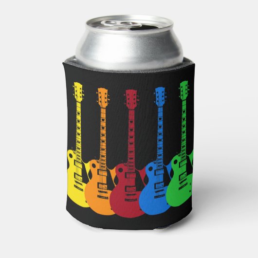 Vijf kleurrijke elektrische gitaren blikjeskoeler (Blikje Achterkant)