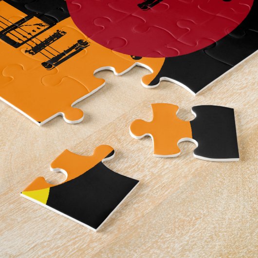 Vijf kleurrijke elektrische gitaren legpuzzel (Zijkant)