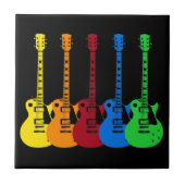 Vijf kleurrijke elektrische gitaren tegeltje (Voorkant)