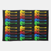 Vijf kleurrijke elektrische gitaren theedoek (Horizontaal)