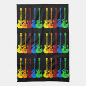 Vijf kleurrijke elektrische gitaren theedoek (Verticaal)