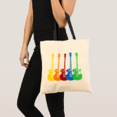 Vijf kleurrijke elektrische gitaren tote bag (Voorkant (product))