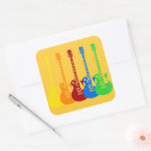 Vijf kleurrijke elektrische gitaren vierkante sticker (Envelop)