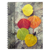Vijf kleurrijke herfst Aspen laat Aangepast Notitieboek (Voorkant)