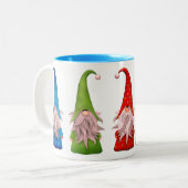 Vijf kleurrijke Holiday Gnome Tweekleurige Koffiemok (Voorkant links)