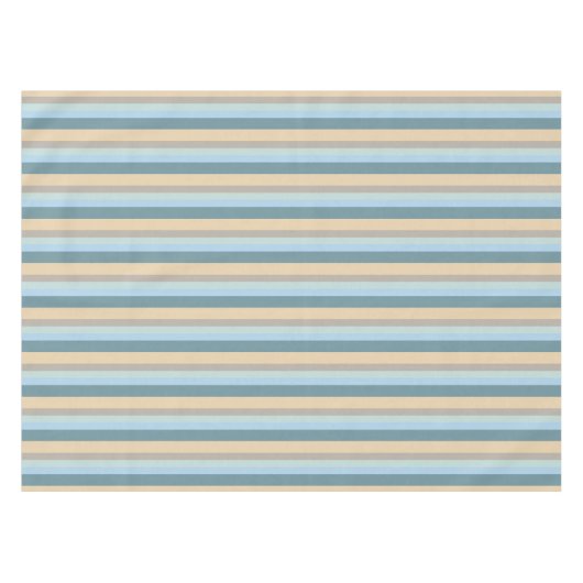 Vijf kleurstrepenblauw bruin en beige turquoise tafelkleed (Voorkant (Horizontaal))