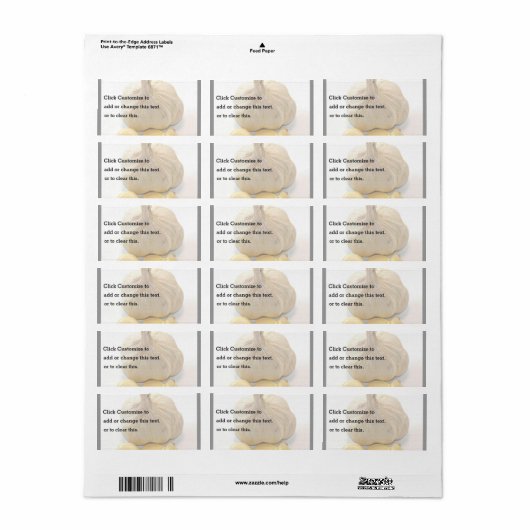 Vijf knoflookplakjes en een knoflookhandschoen etiket (Full Sheet)