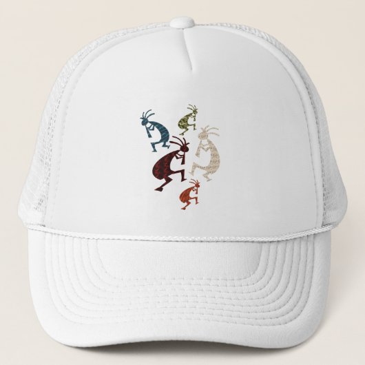 Vijf Kokopelli Trucker Pet (Voorkant)