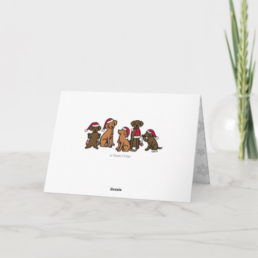Vijf Labradors Kerst  Kerstkaart Feestdagen Kaart (Achterkant)