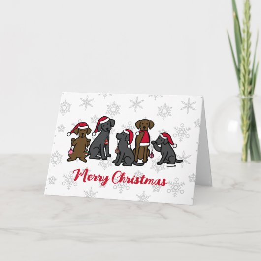 Vijf Labradors Kerstmis  Feestdagen Kaart (Voorkant)