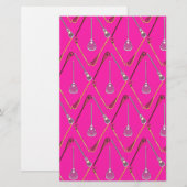 Vijf Lacrosse Sticks Roze Briefpapier (Voorkant / Achterkant)