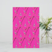 Vijf Lacrosse Sticks Roze Briefpapier (Staand voorkant)