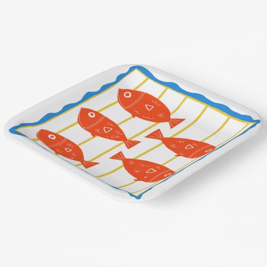 Vijf leuke vissen nautisch ontwerp papieren bordje (Gebogen)