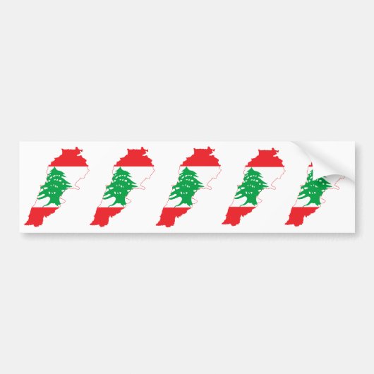 VIJF Libanese vlaggenkaart Bumpersticker (Voorkant)