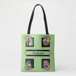 Vijf Lijst bloemen op Limoen Tote Bag