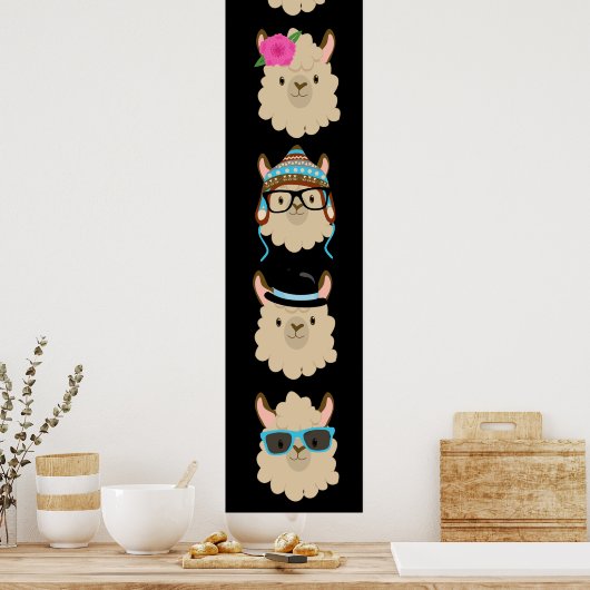 Vijf Llamas Funny Poster (Keuken)