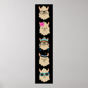 Vijf Llamas Funny Poster
