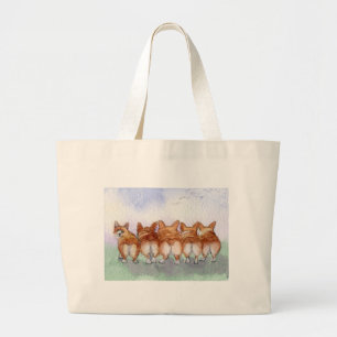 Vijf lopen samen weg... grote tote bag