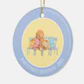 Vijf luide en kleurrijke Beren op stoelen Keramisch Ornament (Links)