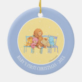 Vijf luide en kleurrijke Beren op stoelen Keramisch Ornament (Achterkant)