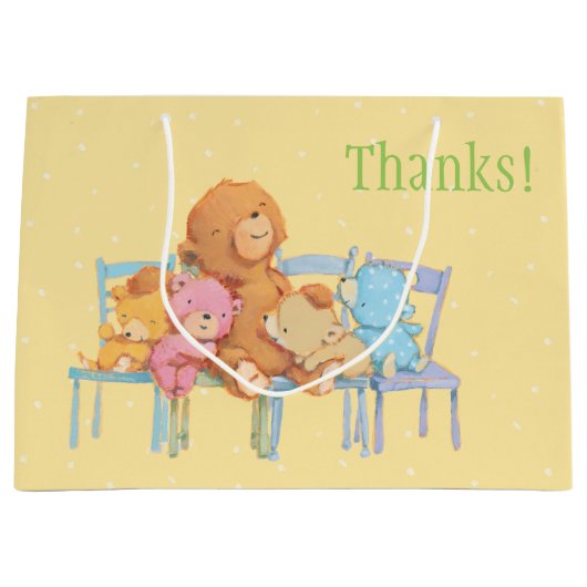 Vijf luide en kleurrijke Beren op stoelen Large Cadeautasje (Voorkant)