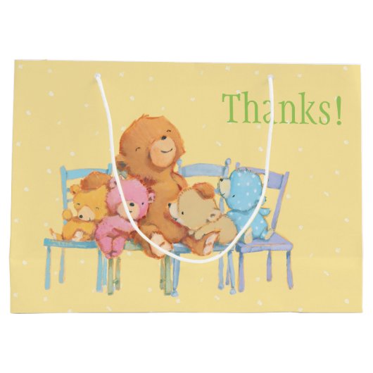 Vijf luide en kleurrijke Beren op stoelen Large Cadeautasje (Achterkant)