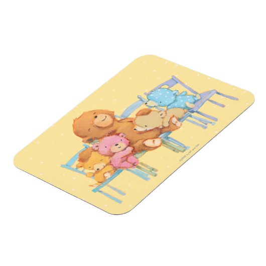 Vijf luide en kleurrijke Beren op stoelen Magneet (Linkerzijde)