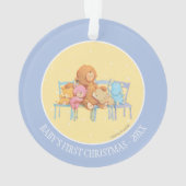 Vijf luide en kleurrijke Beren op stoelen Ornament (achterkant)