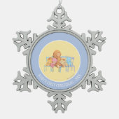 Vijf luide en kleurrijke Beren op stoelen Tin Sneeuwvlok Ornament (Voorkant)