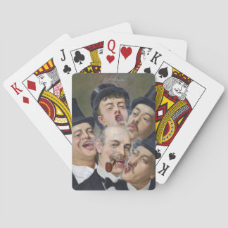 Vijf Mannen met alleen roken Pokerkaarten