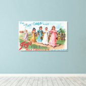 Vijf meisjes willen vijf jongens melkchocolade van canvas afdruk (Insitu (Houten vloer))