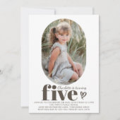 Vijf moderne minimale foto 5e verjaardagsfeest kaart (Voorkant)