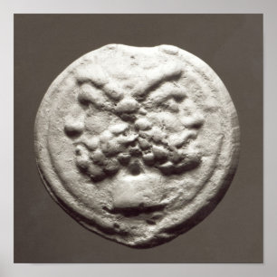 Vijf munten die Janus, Jupiter afbeelden Poster
