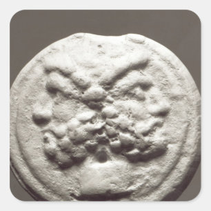 Vijf munten die Janus, Jupiter afbeelden Vierkante Sticker
