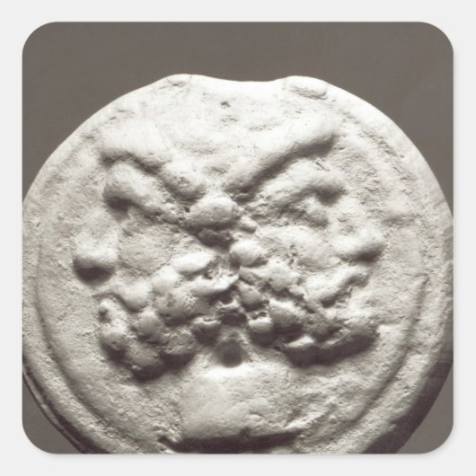 Vijf munten die Janus, Jupiter afbeelden Vierkante Sticker (Voorkant)