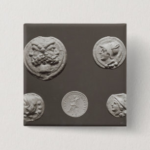 Vijf munten vierkante button 5,1 cm