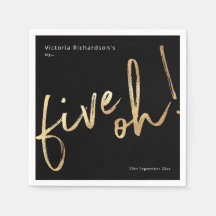 Vijf Oh 50th Birthday Black Gold Foil Simple Chic