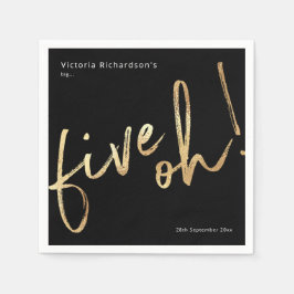 Vijf Oh 50th Birthday Black Gold Foil Simple Chic Servet