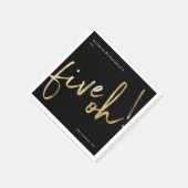 Vijf Oh 50th Birthday Black Gold Foil Simple Chic Servet (Hoek)