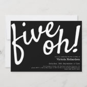 Vijf Oh 50th Birthday Black White Funny Minimalist Kaart (Voorkant)