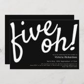 Vijf Oh 50th Birthday Black White Funny Minimalist Kaart (Voorkant / Achterkant)