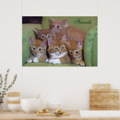 Vijf Oranje Kittens die voorzitter zijn Poster (Keuken)