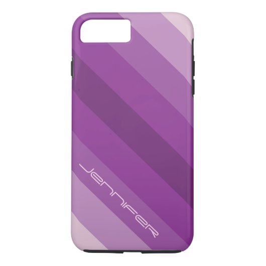 Vijf paarse diagonale strepen met naam, aangepaste Case-Mate iPhone case (Achterkant)