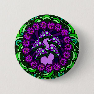 Vijf Paarse paddenstoelen Button