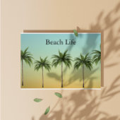 Vijf palmbomen in een rij, een strandleven feestdagen kaart