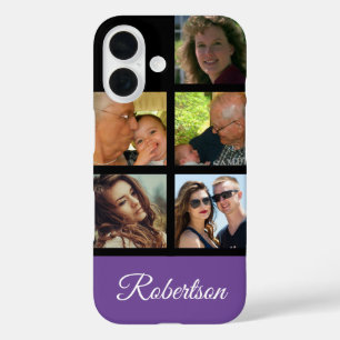 Vijf persoonlijke foto's personaliseren met naam p iPhone 16 hoesje